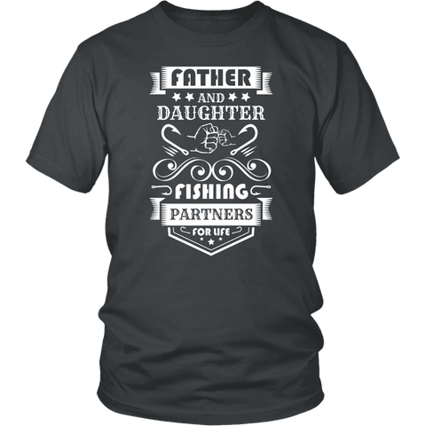Image of Father and Daughter Fishing Partners T-shirt District Unisex Shirt Charcoal S