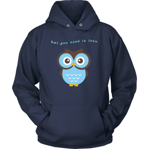 Image of Owl You Need is Love T-shirt Unisex Hoodie Navy S