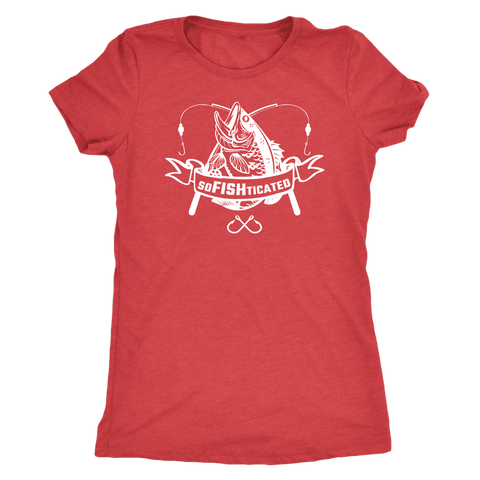 Image of soFISHticated Womens White T-shirt Next Level Womens Triblend Vintage Red S