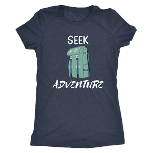 Seek Adventure with Backpack (Womens) T-shirt Next Level Womens Triblend Vintage Navy S