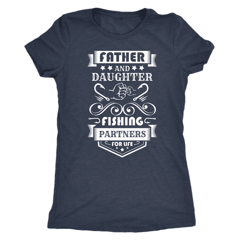 Image of Father and Daughter Fishing Partners T-shirt Next Level Womens Triblend Vintage Navy S