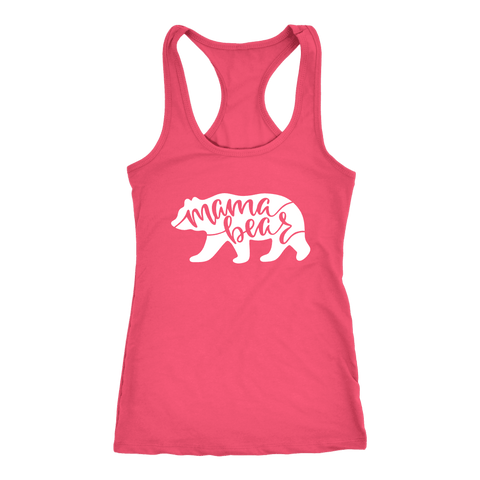 Image of Mama Bear Shirts T-shirt Next Level Racerback Tank Hot Pink XS