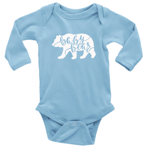 Image of Baby Bear Shirts and Onesies T-shirt Long Sleeve Baby Bodysuit Light Blue NB