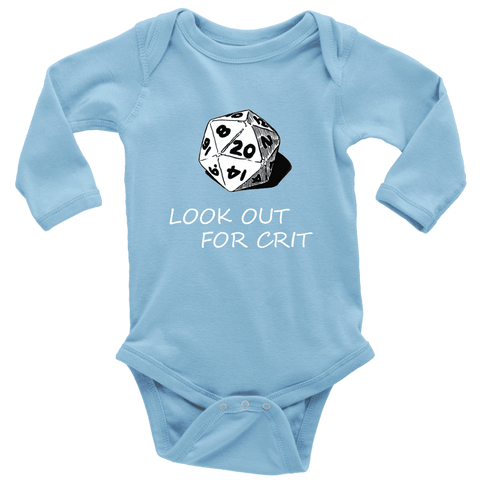 Image of Look Out For Crit Onesies T-shirt Long Sleeve Baby Bodysuit Light Blue NB