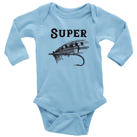 Image of Super Fly T-shirt Long Sleeve Baby Bodysuit Light Blue NB