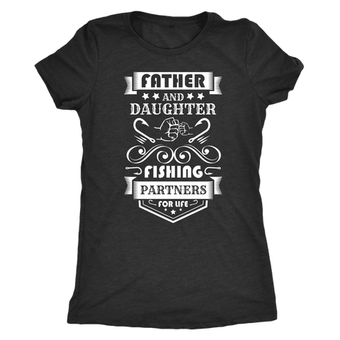 Image of Father and Daughter Fishing Partners T-shirt Next Level Womens Triblend Vintage Black S