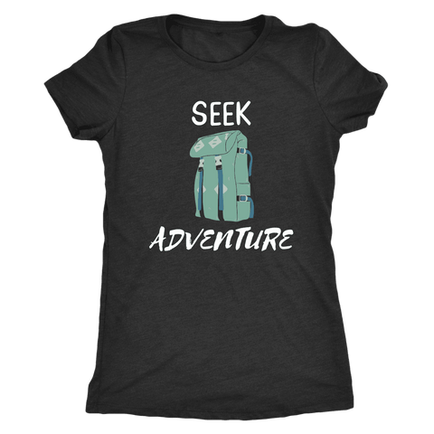 Image of Seek Adventure with Backpack (Womens) T-shirt Next Level Womens Triblend Vintage Black S