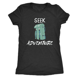 Seek Adventure with Backpack (Womens) T-shirt Next Level Womens Triblend Vintage Black S
