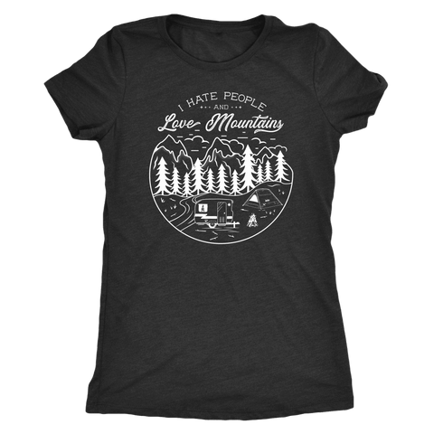 Image of Hate Peeps, Love Mountains T-shirt Next Level Womens Triblend Vintage Black S