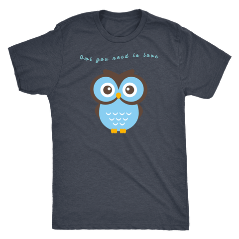 Image of Owl You Need is Love T-shirt Next Level Mens Triblend Vintage Navy S