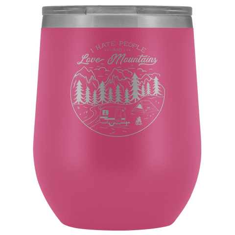 Image of Love The Mountains | Wine Tumbler Wine Tumbler Pink 