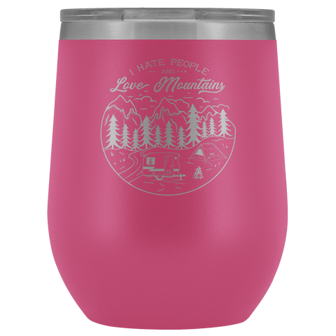Image of Love The Mountains | Wine Tumbler Wine Tumbler Pink