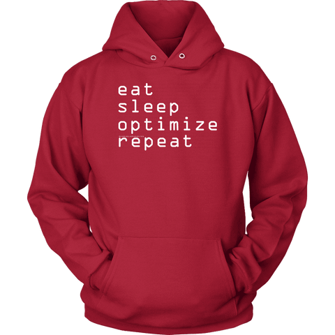 Image of eat, sleep, optimize repeat Hoodie V.1 T-shirt Unisex Hoodie Red S