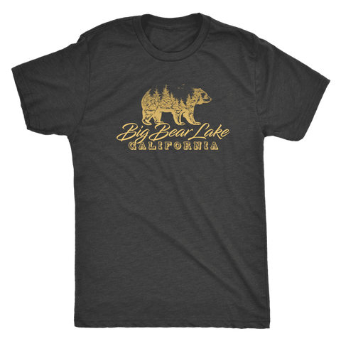 Image of Big Bear Lake California V.2, Mens, Gold T-shirt Next Level Mens Triblend Vintage Black S