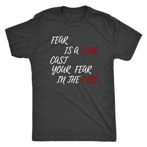 Image of Fear Is A LIAR! White T-shirt Next Level Mens Triblend Vintage Black S
