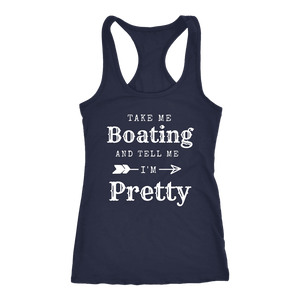 Take Me Boating Womens Shirts T-shirt Next Level Racerback Tank Navy XS