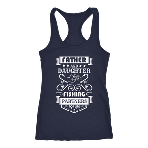 Father and Daughter Fishing Partners T-shirt Next Level Racerback Tank Navy XS