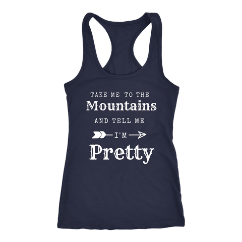 Image of Take Me To The Mountains and Tell Me I'm Pretty T-shirt Next Level Racerback Tank Navy XS