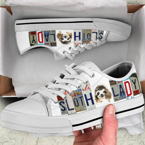 Image of Sloth Lady Low Top Canvas Shoes Shoes 