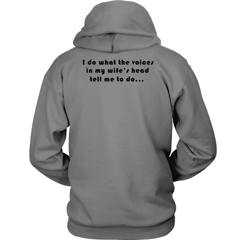Image of Voices in Her Head | Black Print T-shirt Unisex Hoodie Grey S