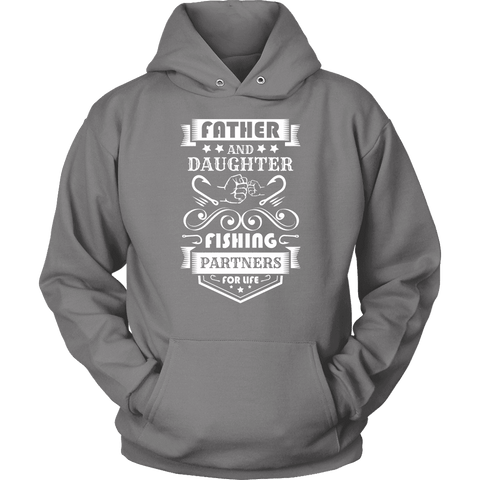 Image of Father and Daughter Fishing Partners T-shirt Unisex Hoodie Grey S
