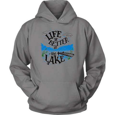 Image of Life is Better At The Lake Men's Shirts T-shirt Unisex Hoodie Grey S
