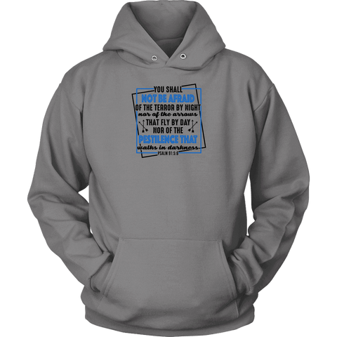 Image of You shall not be afraid Psalm 91 5-6 Black Longsleeve and Hoodie T-shirt Unisex Hoodie Grey S
