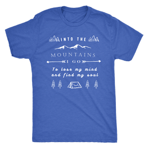 Into the Mountains I Go T-shirt Next Level Mens Triblend Vintage Royal S