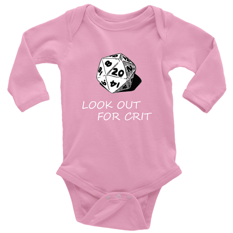 Image of Look Out For Crit Onesies T-shirt Long Sleeve Baby Bodysuit Pink NB