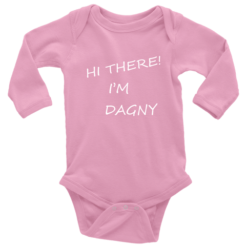 Image of Hello There Dagny Onseis T-shirt Long Sleeve Baby Bodysuit Pink NB