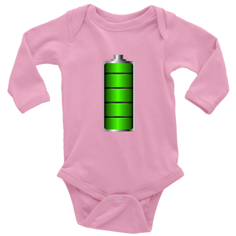 Image of Fully Charged Onsies T-shirt Long Sleeve Baby Bodysuit Pink NB