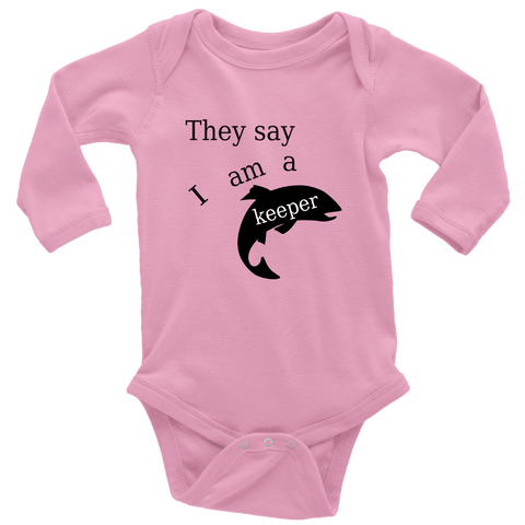 Image of They Say I Am A Keeper | Loving Baby Onesie T-shirt Long Sleeve Baby Bodysuit Pink NB