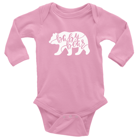 Image of Baby Bear Shirts and Onesies T-shirt Long Sleeve Baby Bodysuit Pink NB