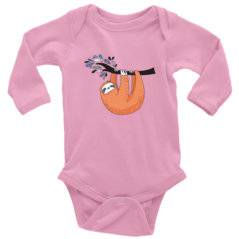 Image of Just Hanging Onsies T-shirt Long Sleeve Baby Bodysuit Pink NB