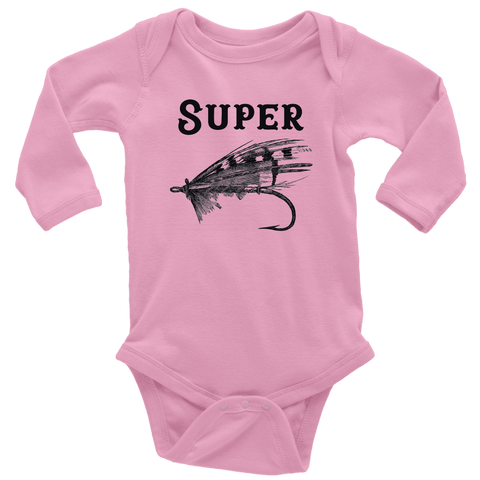 Image of Super Fly T-shirt Long Sleeve Baby Bodysuit Pink NB