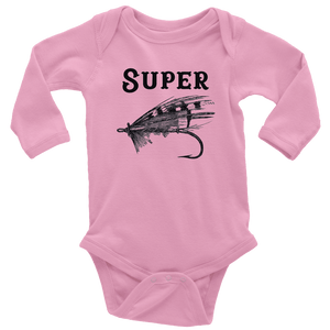 Super Fly T-shirt Long Sleeve Baby Bodysuit Pink NB
