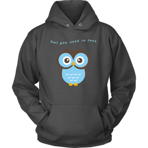 Owl You Need is Love T-shirt Unisex Hoodie Charcoal S