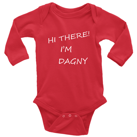 Image of Hello There Dagny Onseis T-shirt Long Sleeve Baby Bodysuit Red NB