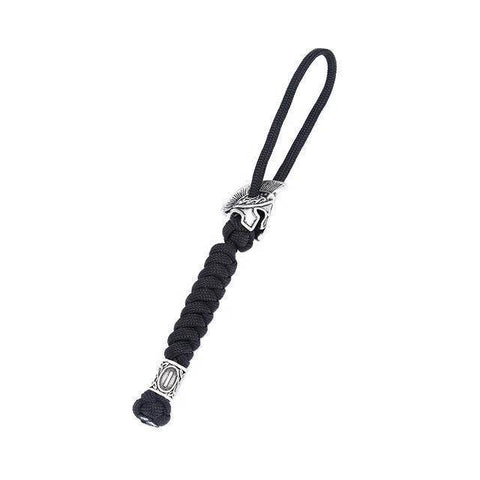 Image of Spartan Custom Paracord Lanyard, Are You a Warrior? Key Chains Black