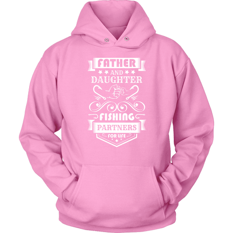 Image of Father and Daughter Fishing Partners T-shirt Unisex Hoodie Pink S
