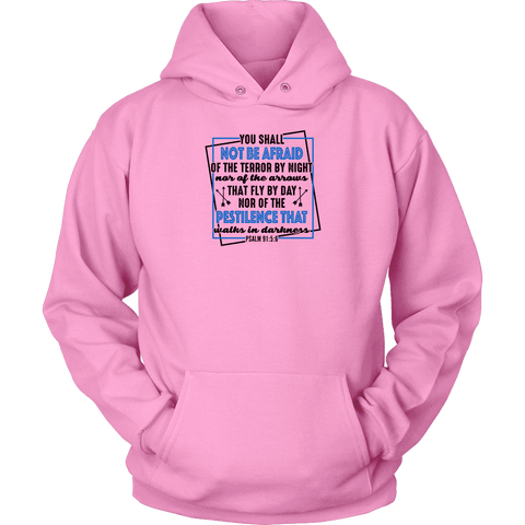Image of You shall not be afraid Psalm 91 5-6 Black Longsleeve and Hoodie T-shirt Unisex Hoodie Pink S