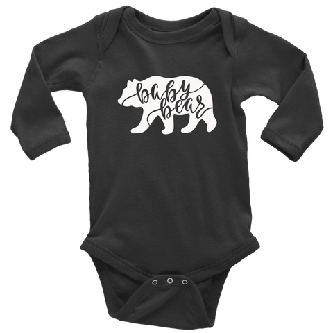 Image of Baby Bear Shirts and Onesies T-shirt Long Sleeve Baby Bodysuit Black NB