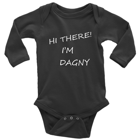 Image of Hello There Dagny Onseis T-shirt Long Sleeve Baby Bodysuit Black NB