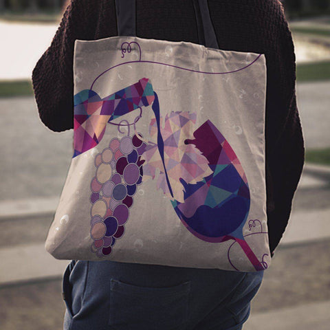 Image of Wine Bottle and Glass Tote | Perfect For Wine Lovers Tote Bag