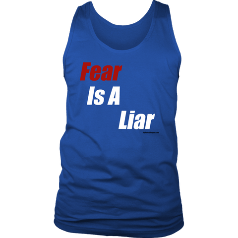 Image of Fear Is A Liar, Bold White T-shirt District Mens Tank Royal Blue S