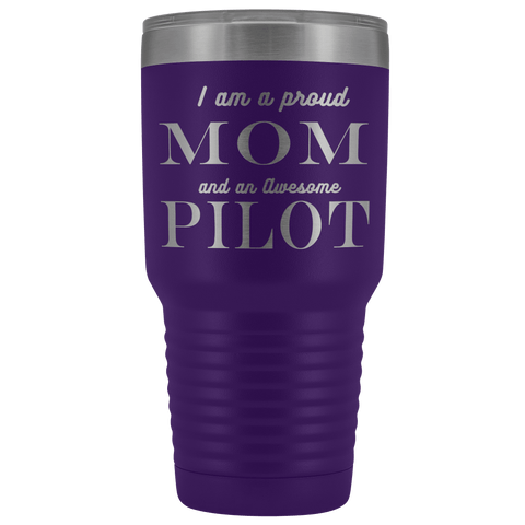 Image of Proud Mom, Awesome Pilot Tumblers Purple