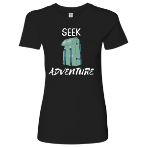 Seek Adventure with Backpack (Womens) T-shirt Next Level Womens Shirt Black S