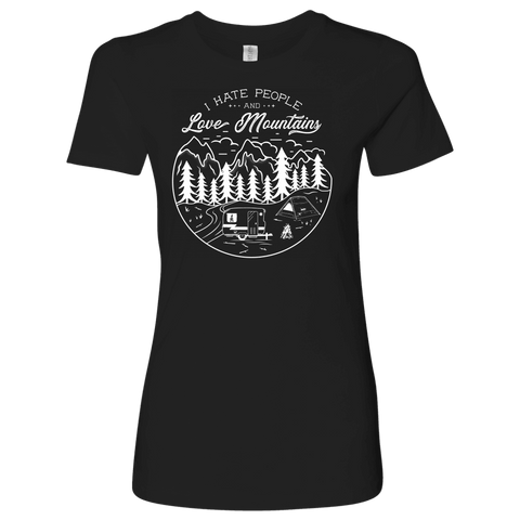 Image of Hate Peeps, Love Mountains T-shirt Next Level Womens Shirt Black S
