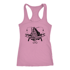 soFISHticated Womens Black Print T-shirt Next Level Racerback Tank Lilac XS