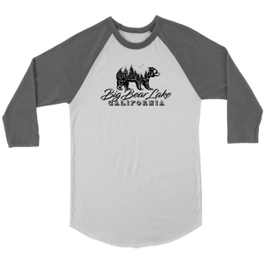 Big Bear Lake California V.2 Black Raglan T-shirt Canvas Unisex 3/4 Raglan White/Asphalt S